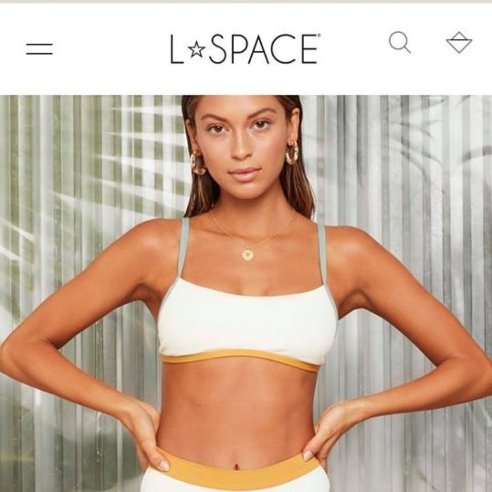 NEW L* Space Ribbed Gemme Bikini Top - size M